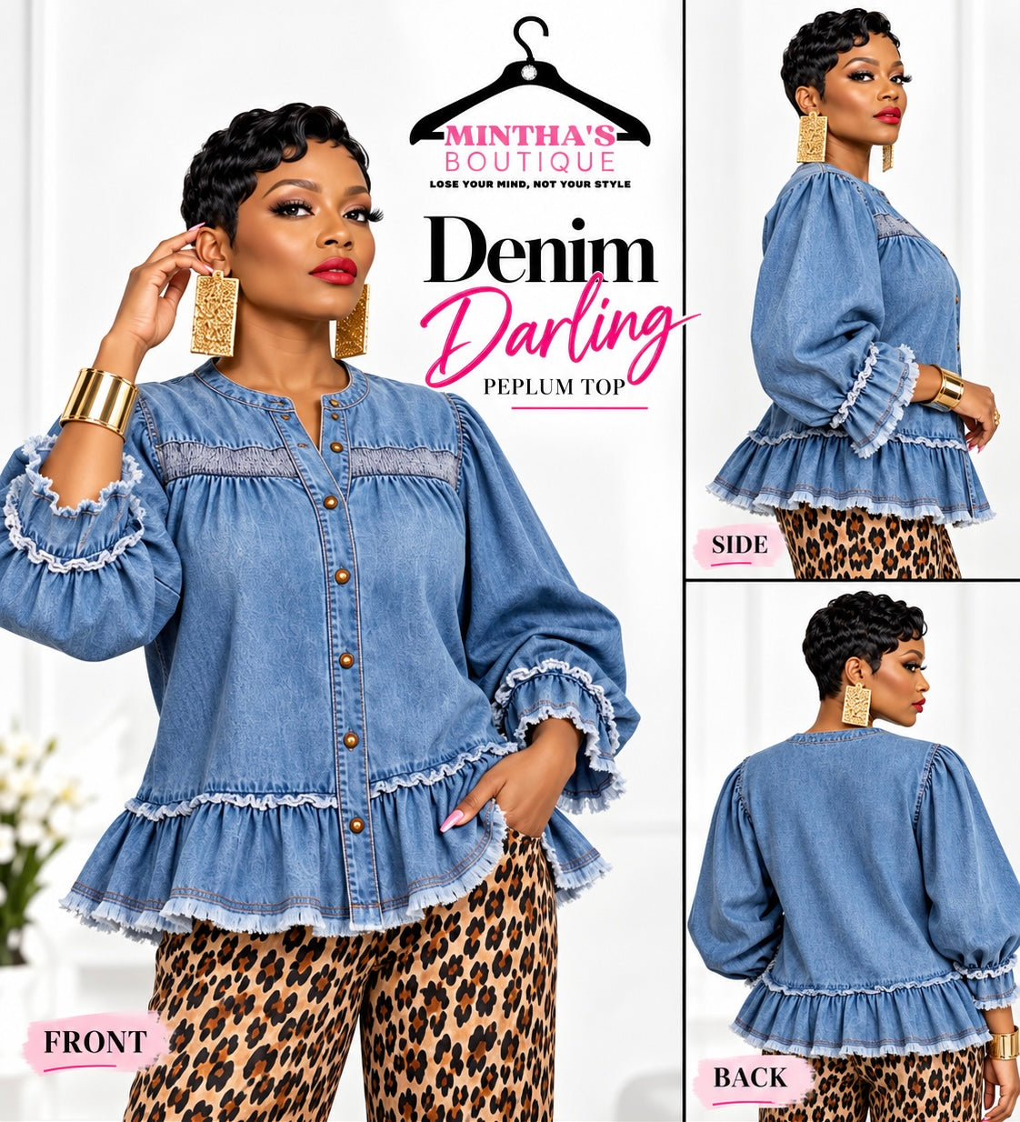 Denim Darling Peplum Top~PRE-ORDER 10/30
