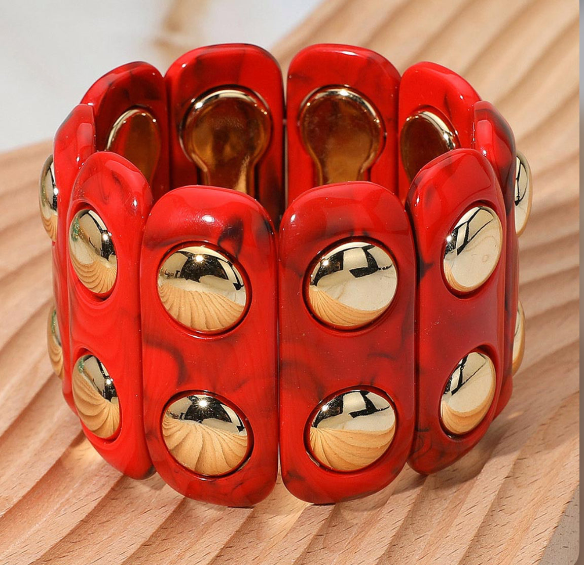 Color-Block Acrylic Stretch Cord Bracelet