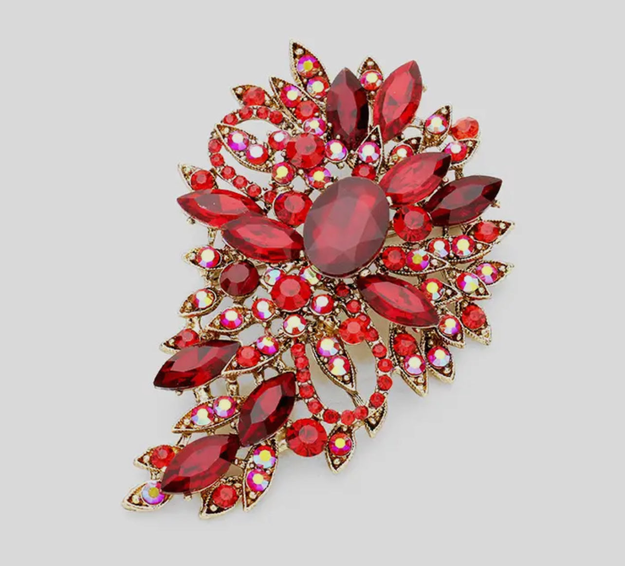 Crystal Bouquet Brooch/Pendant_Red