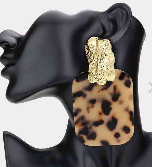 Oversized Patterned Leopard Earrings
