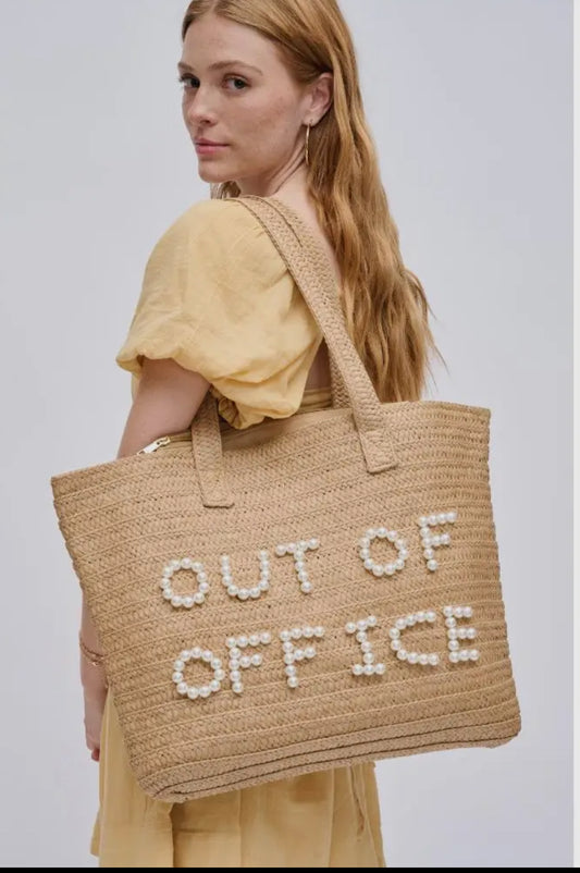 Out Of Office Straw Tote