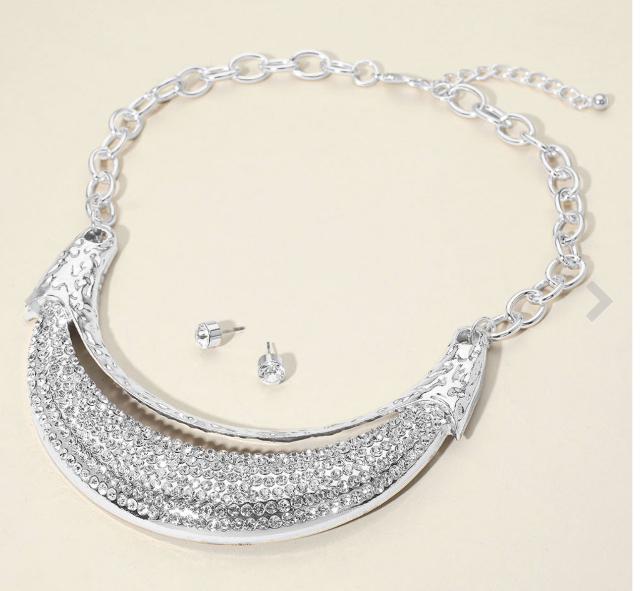 Bold Rhinestone Paved Statement Necklace