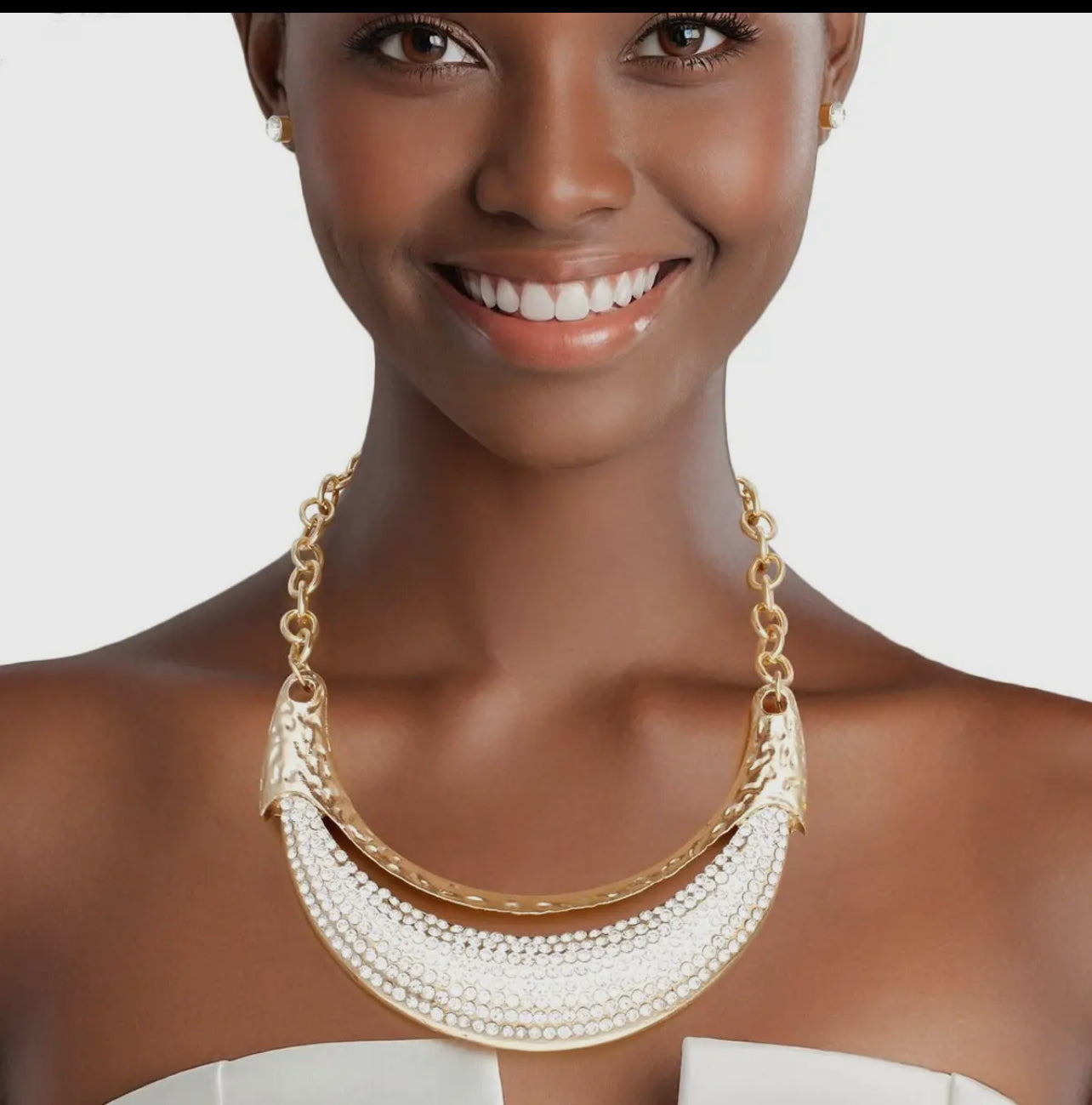 Bold Rhinestone Paved Statement Necklace