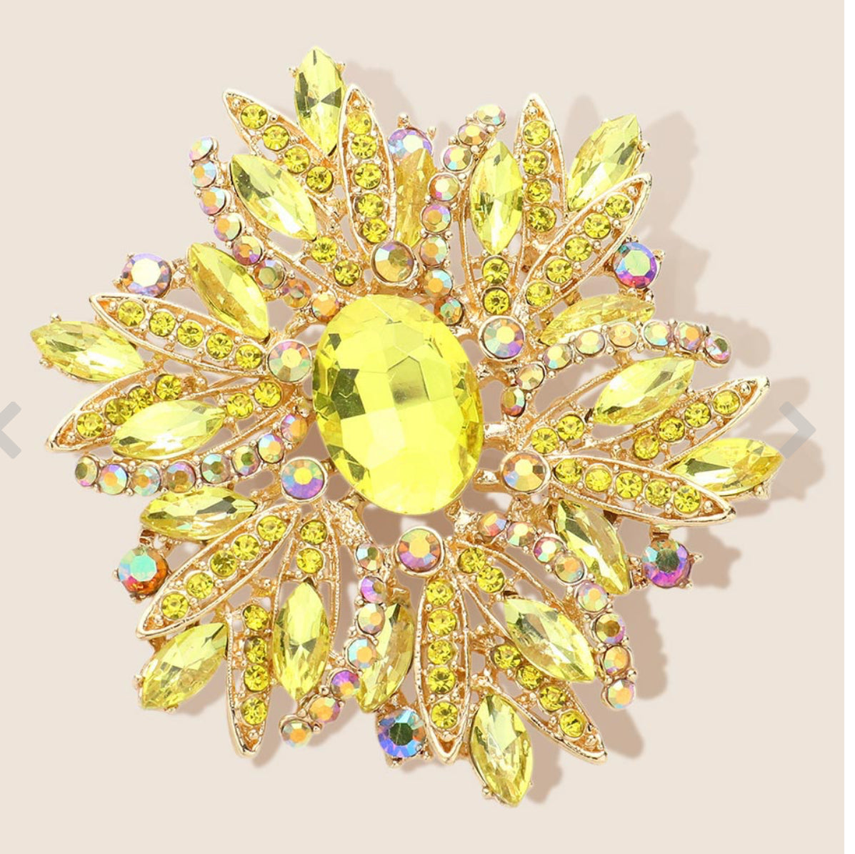 Glass Crystal Flower Brooch / Pendant