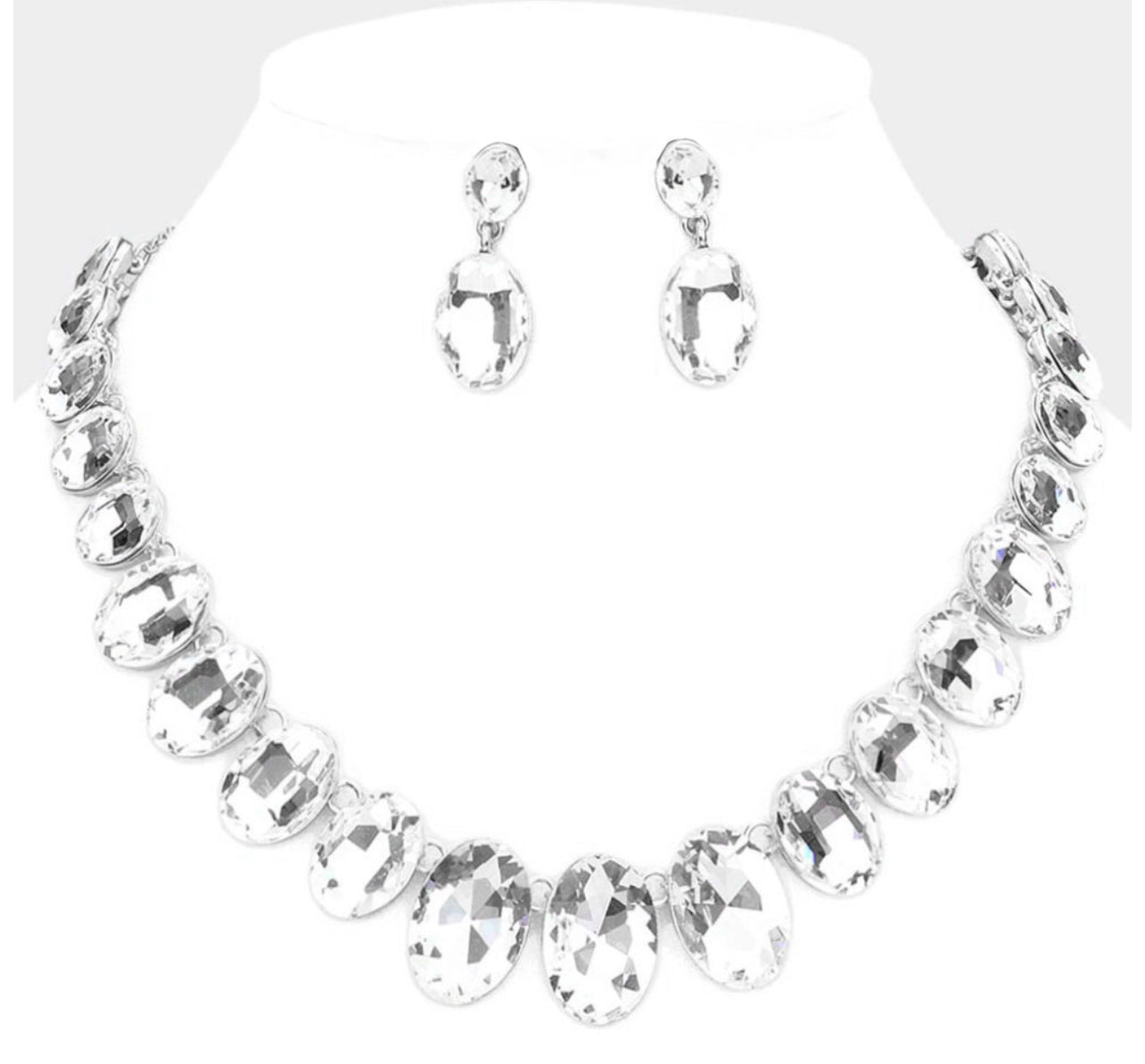 Oval Stone Link Evening Necklace