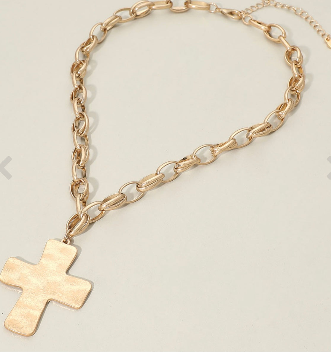 Brushed Metal Cross Necklace