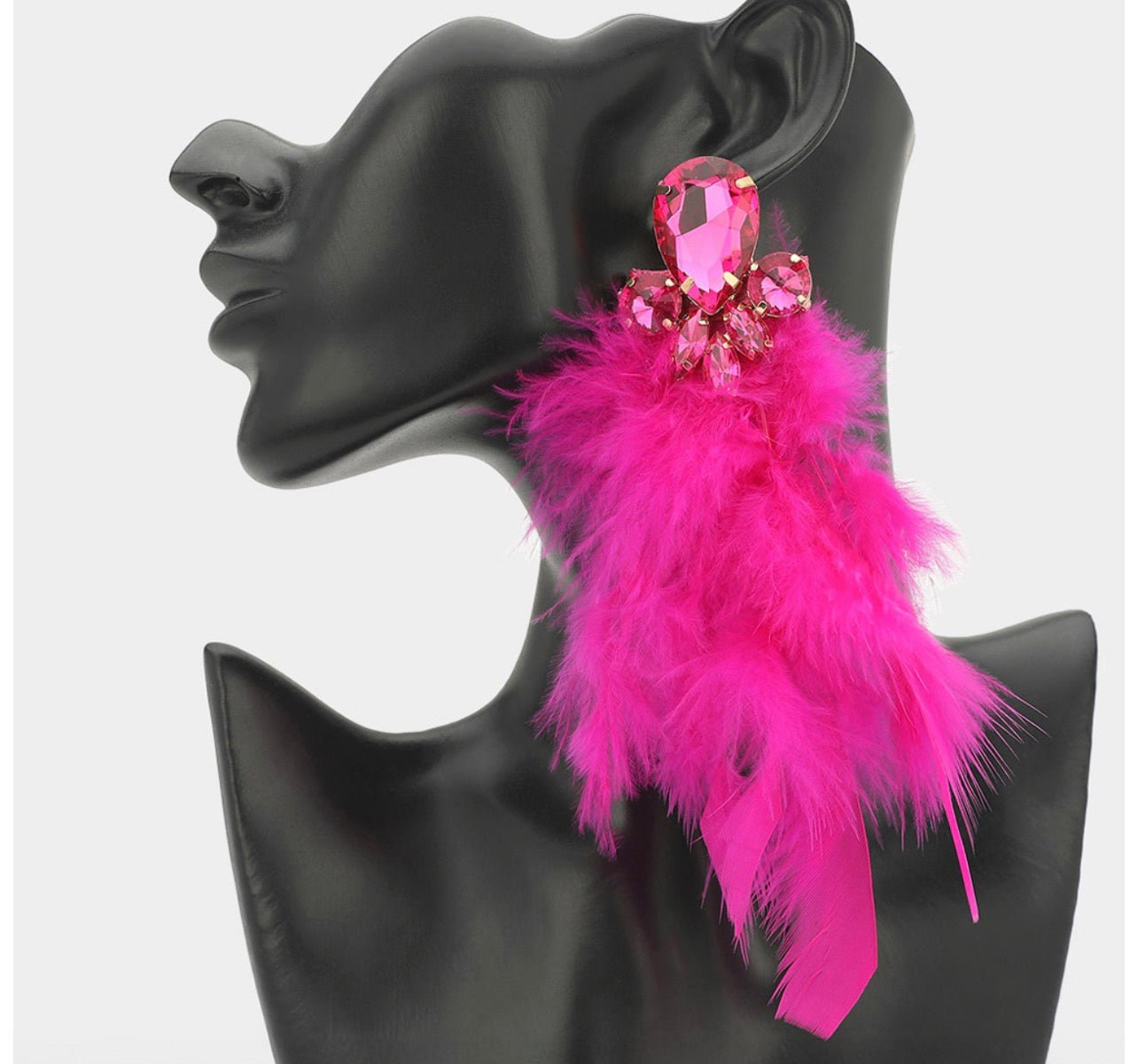 Feather Drama Earrings_Fuschia