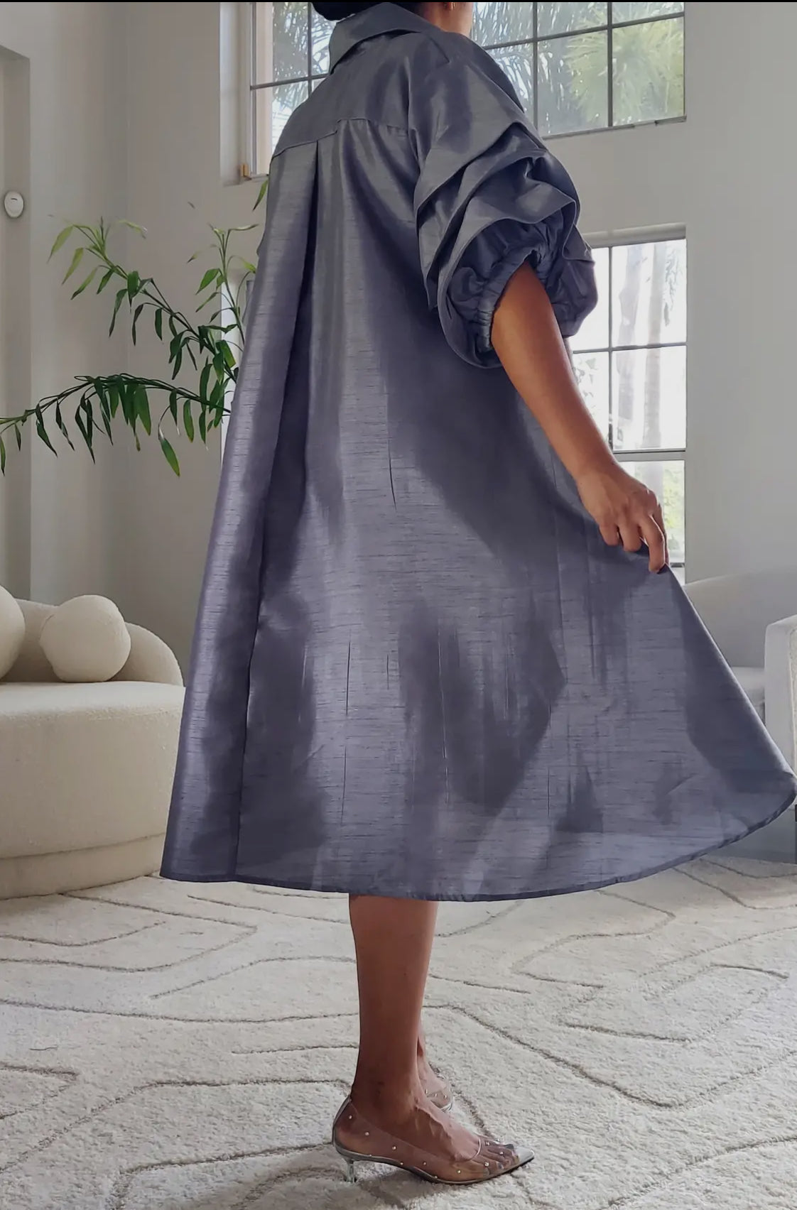 Fancy Swing Shirt Dress _Gray