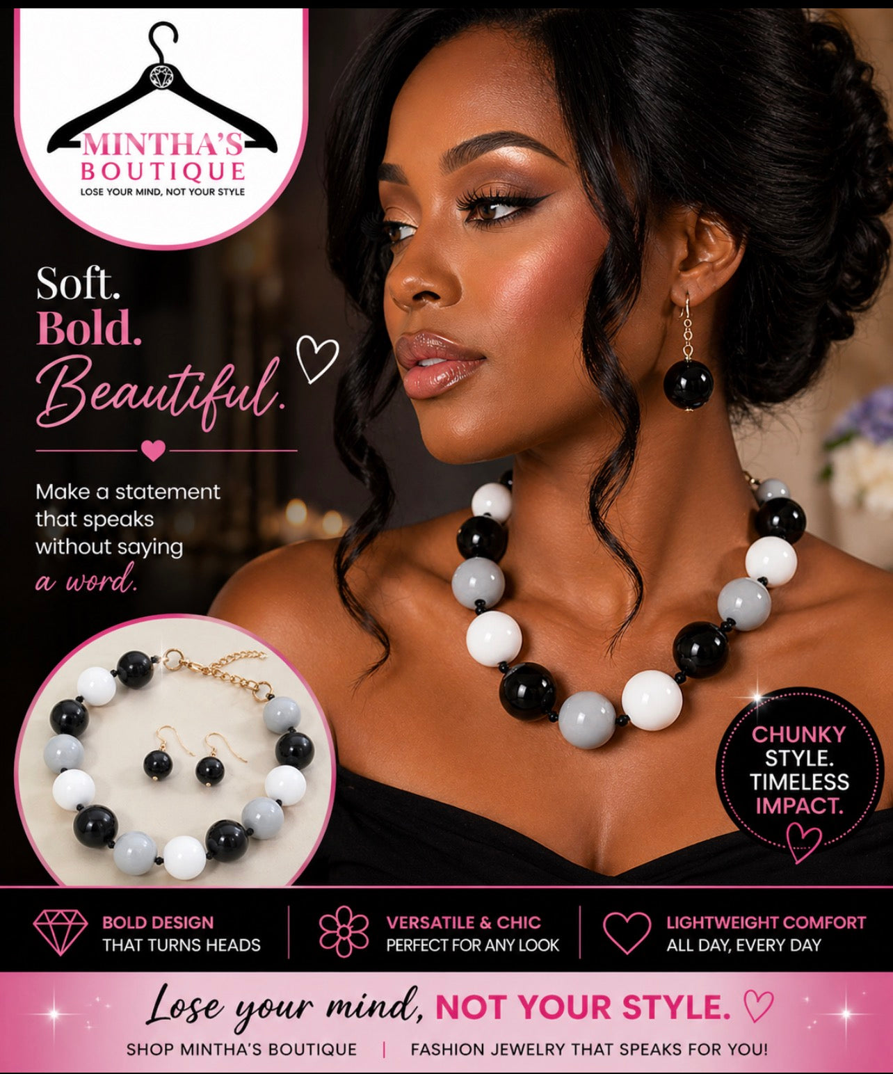 Chunky Ball Beaded Statement Necklace