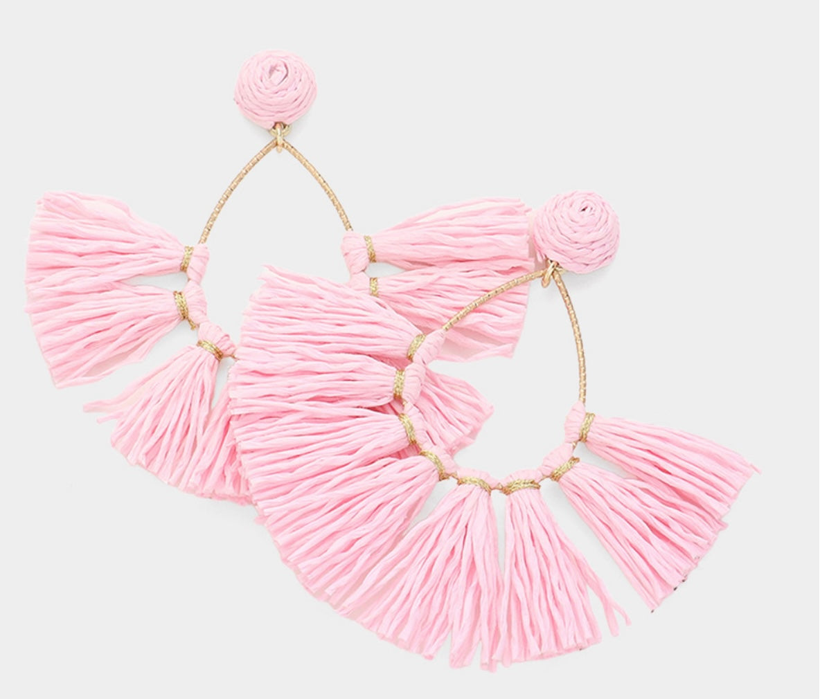 Raffia Fringe Fan Dangle Earrings