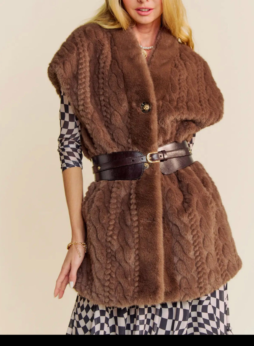 RICHEE LUXE' MOCHA CARDIGAN VEST