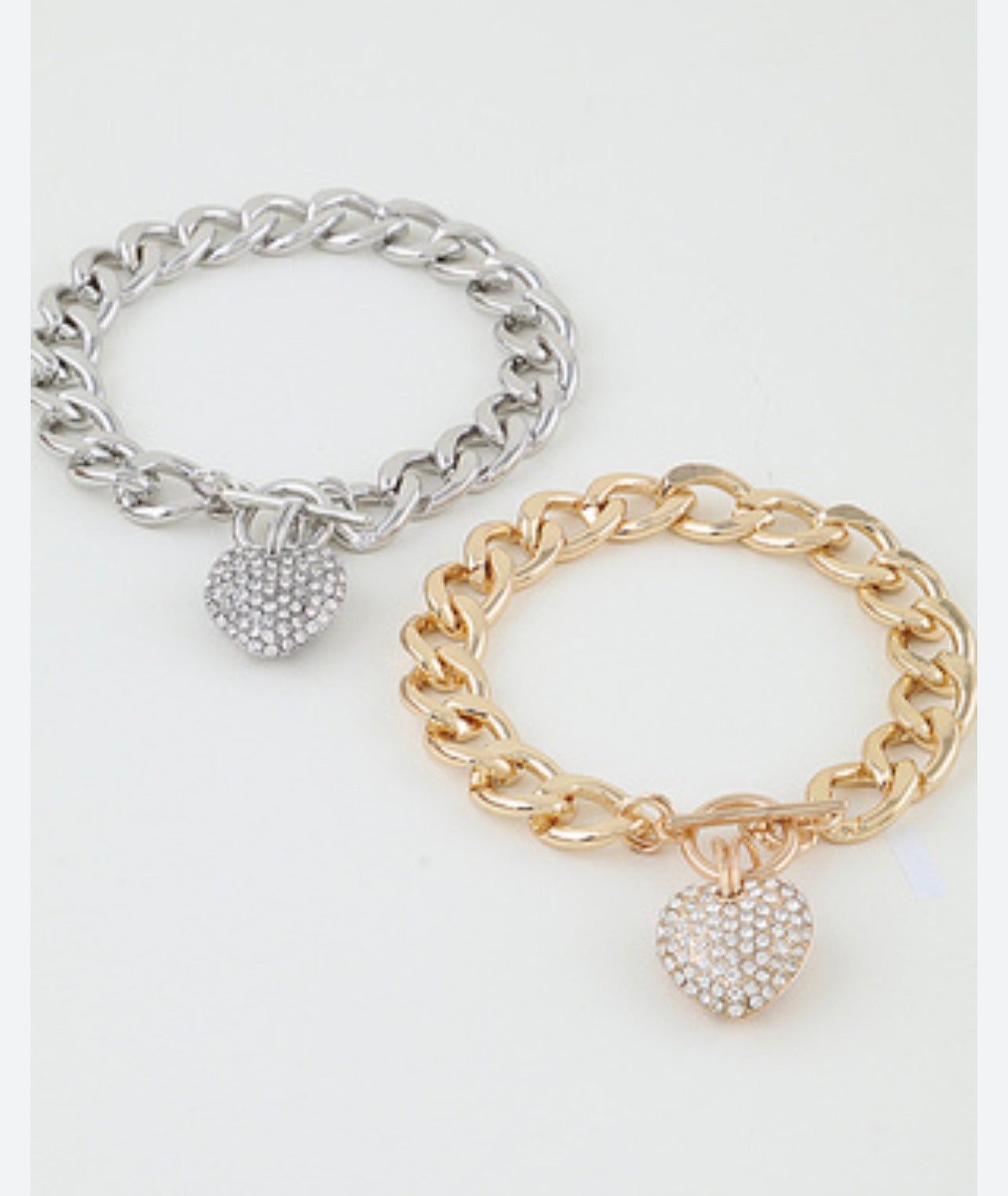 Heart Charm Rhinestone Bracelet