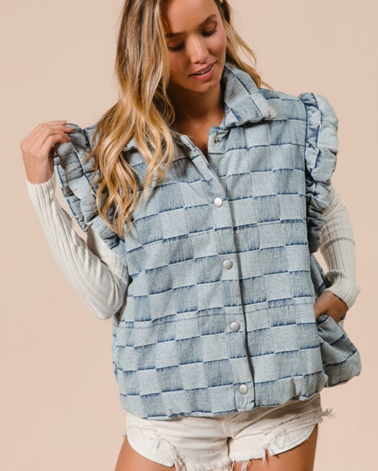 The Wellington Denim Vest w/Ruffle