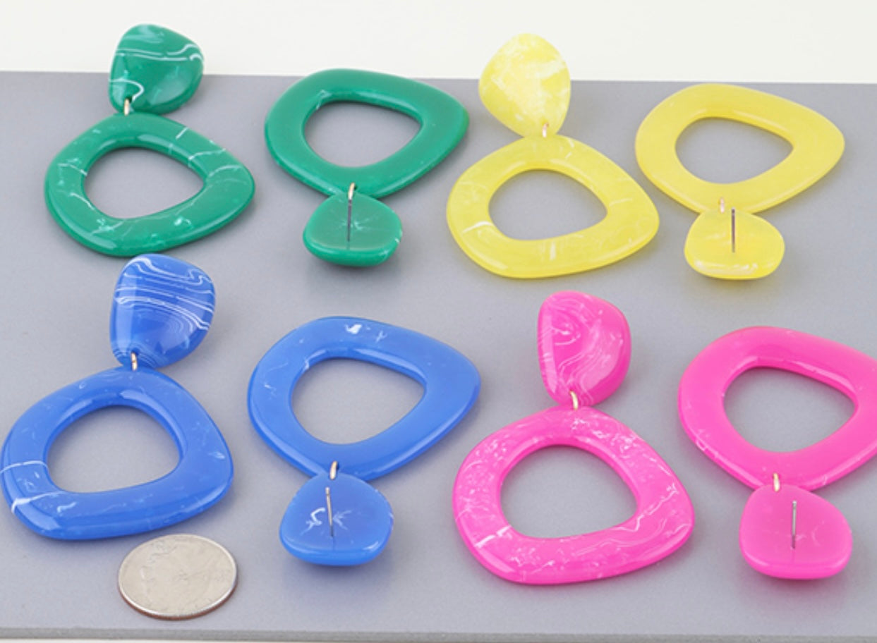 Retro Marble Loop Drop Earrings