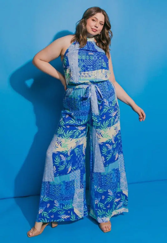 Kiss Me Blue Paisley Jumpsuit