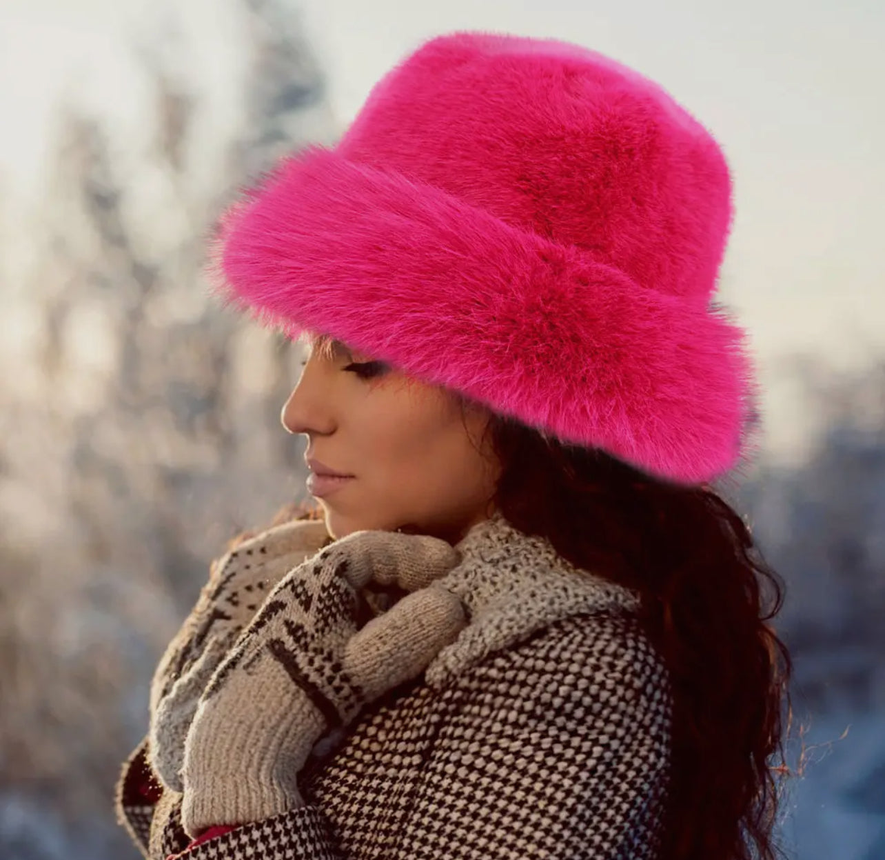 Faux Fur Plush Bucket Hat