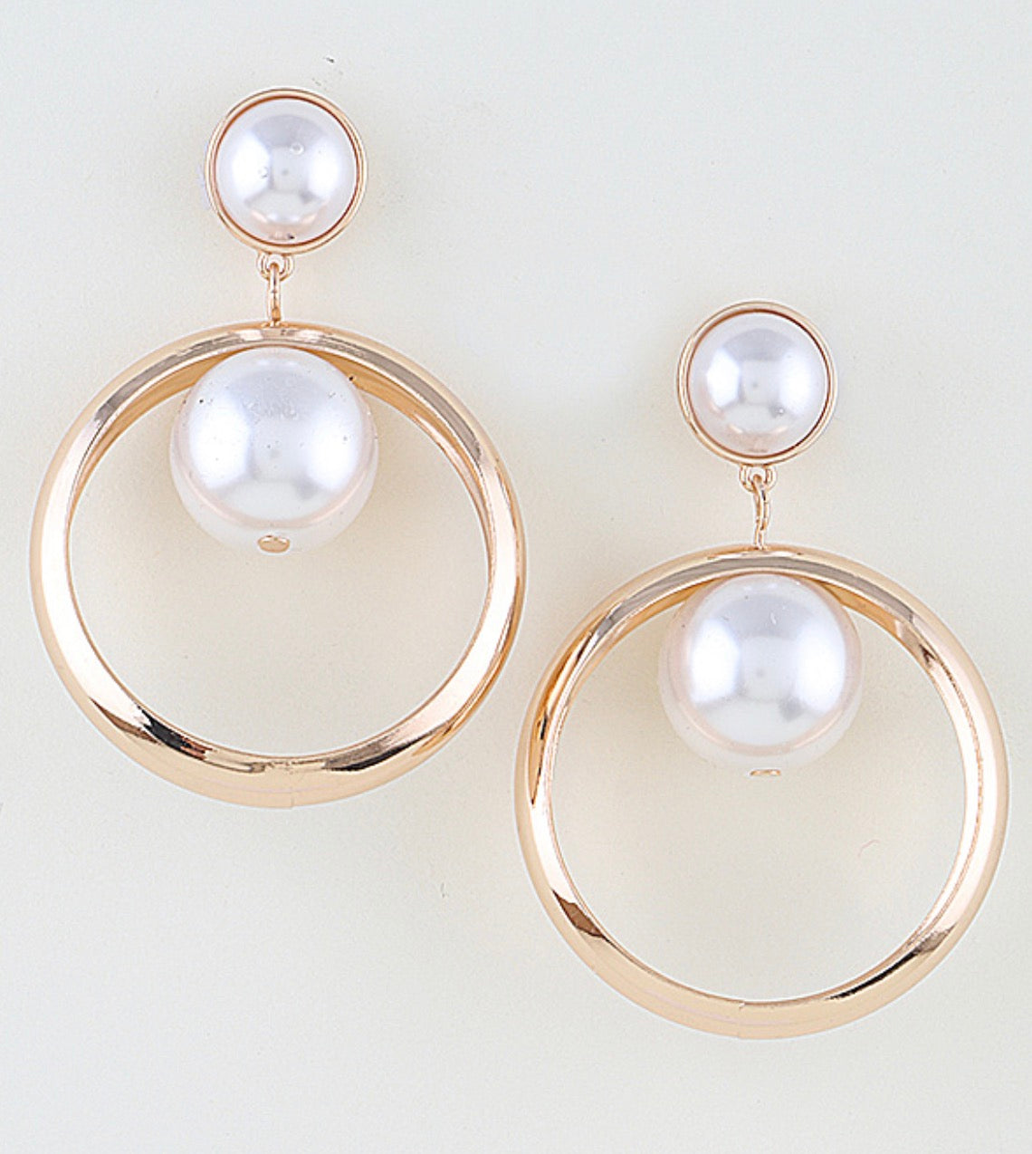 Modern Pearl Hoop Drop Earrings