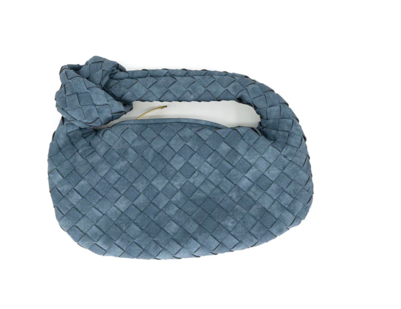 Small Denim Woven Knotten “Bottega” Bag