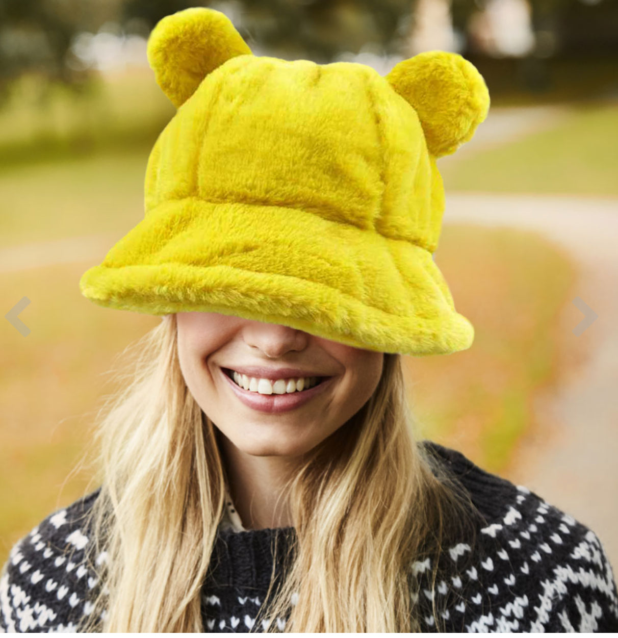 Faux Fur Bear Ear Bucket Hat