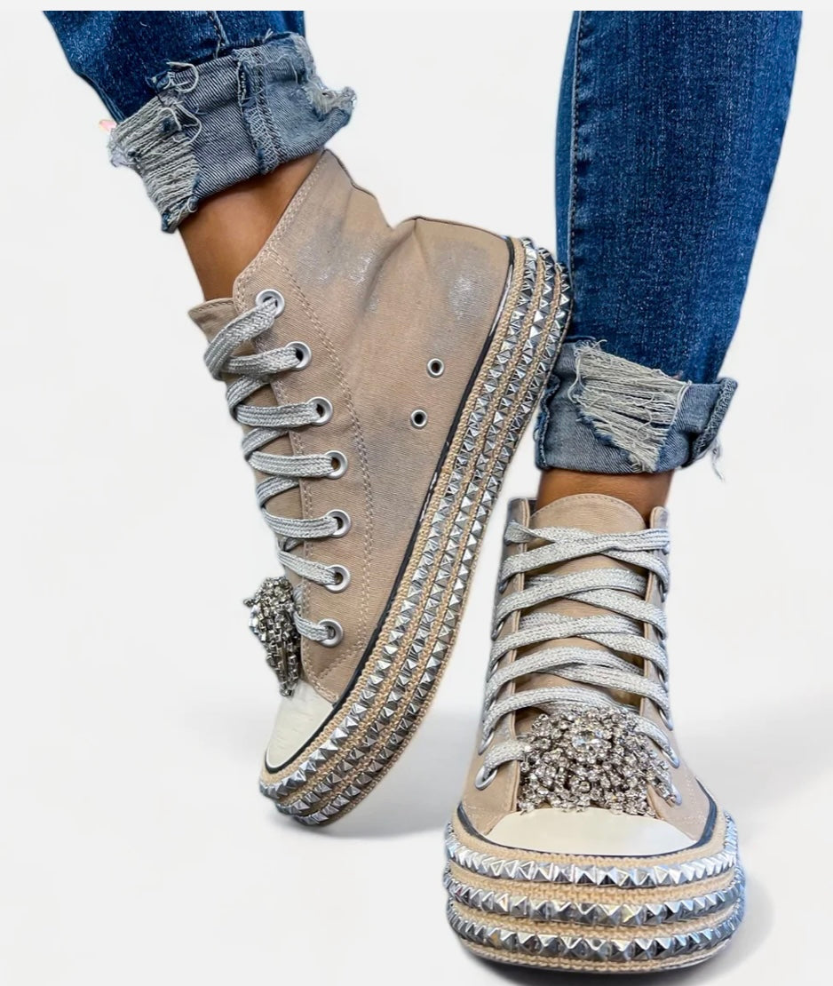 KANDI KHAKI EMBELLISHED HIGH Sneaker