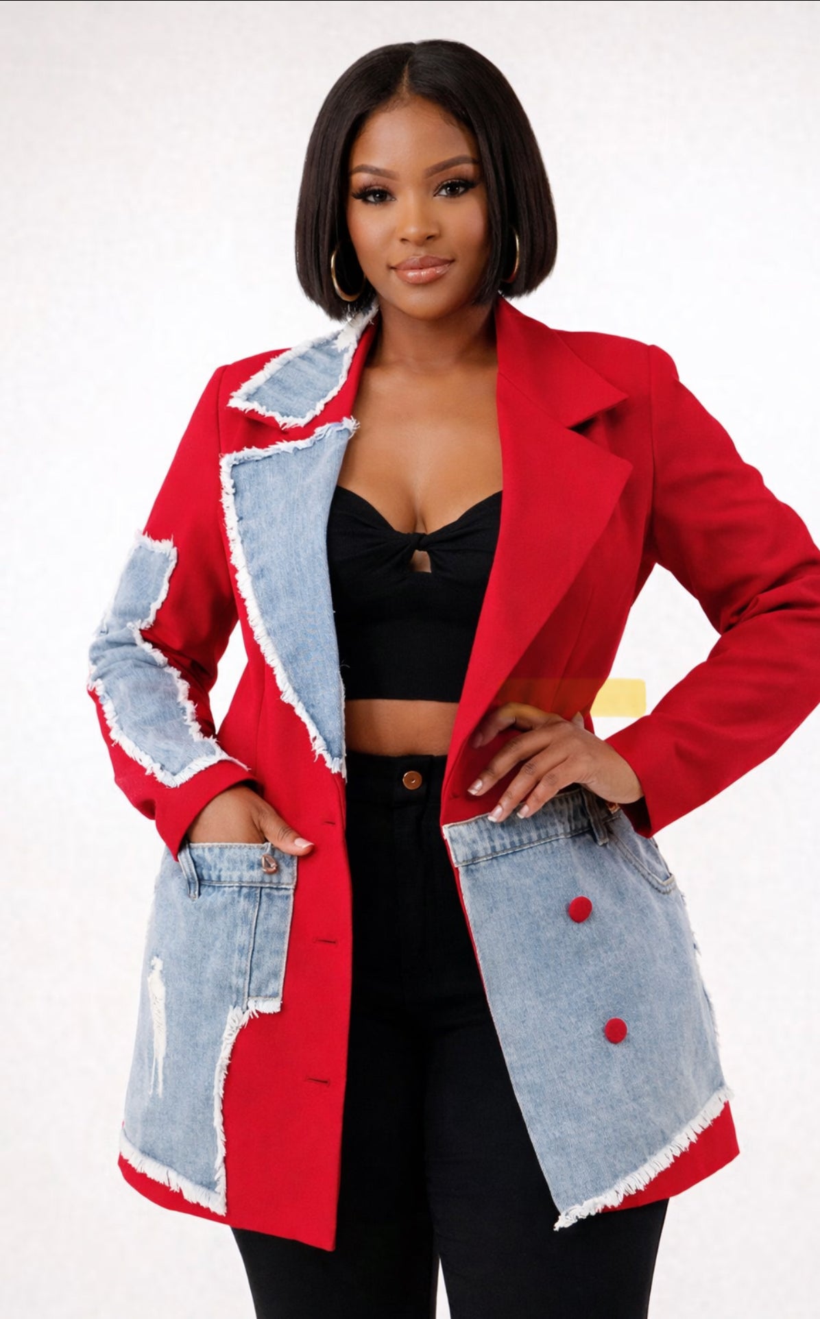 Simmi Denim & Red Blazer