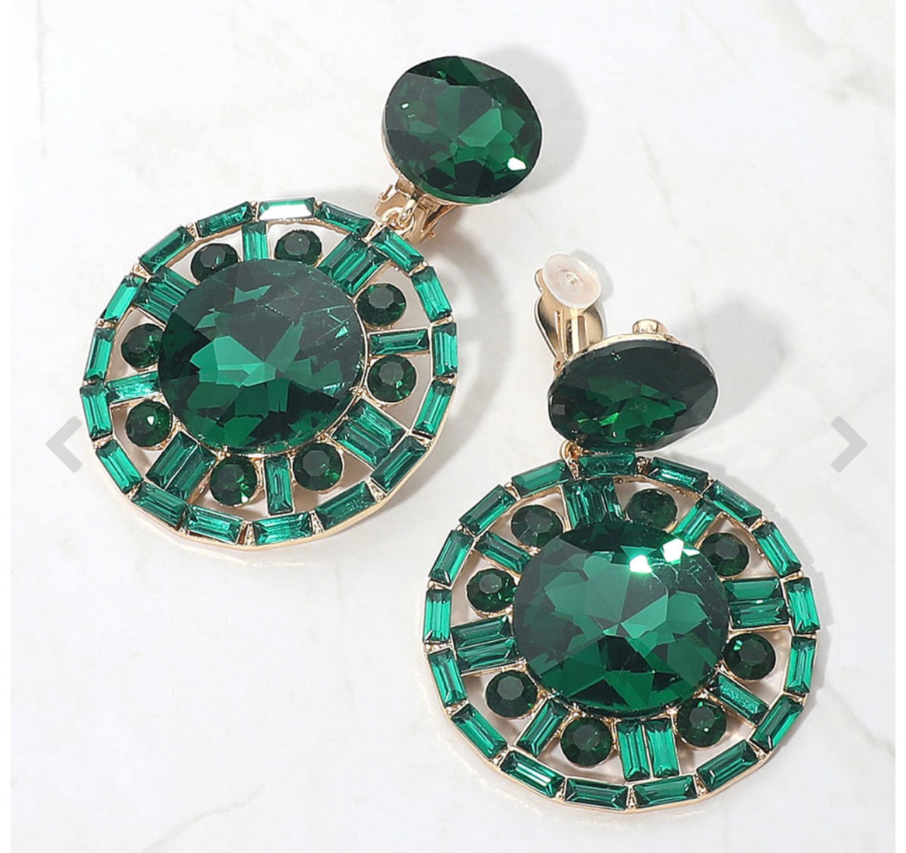 Round Bold Faceted Statement Clip On Earrings