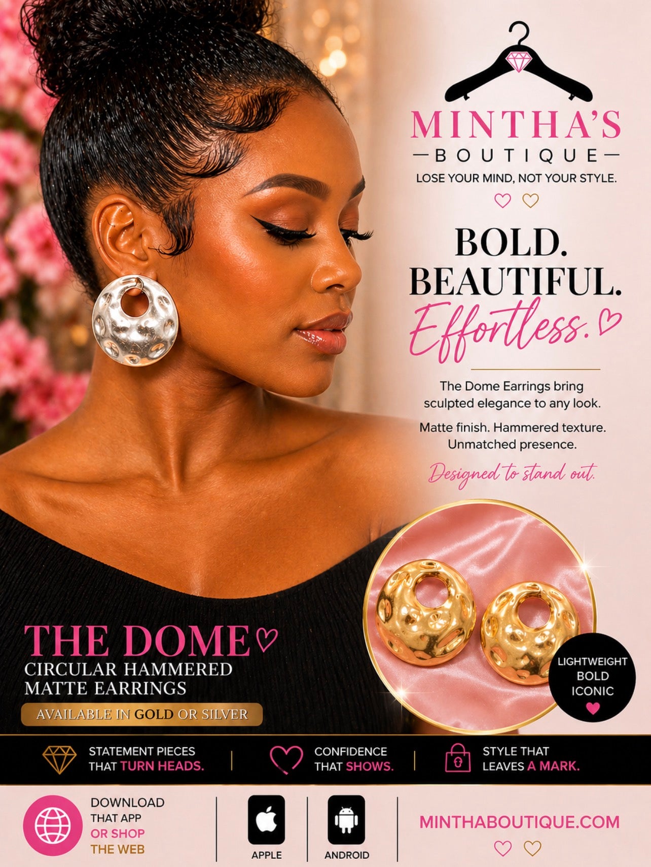 Gold or Silver Matte Circular Metal Earrings