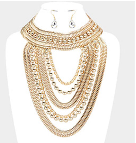 Draped Metal Statement Necklace