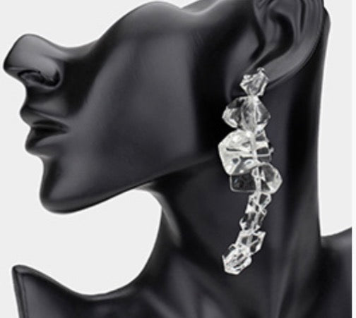 Bold Resin Pebble Beaded Drop Statement Earrings