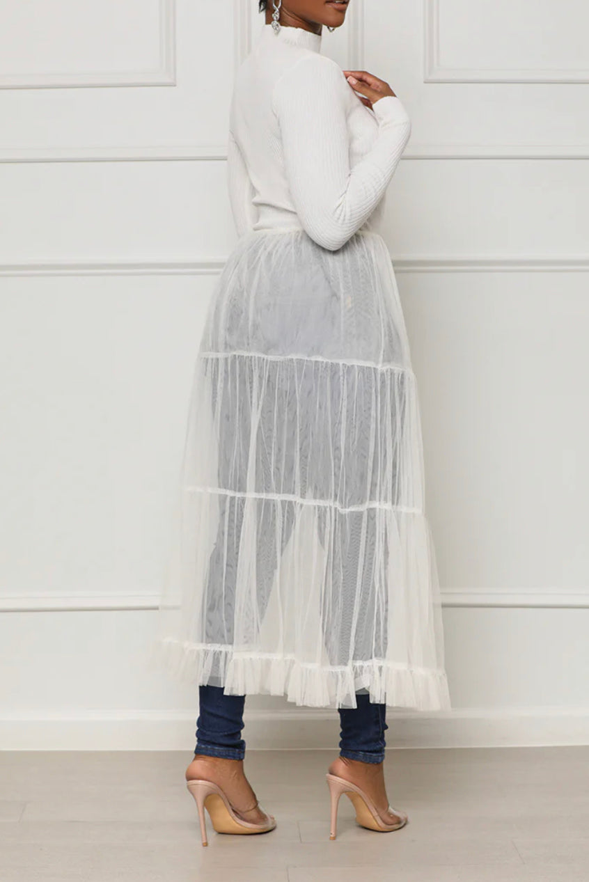 The Way Sweater Top w/ Tulle