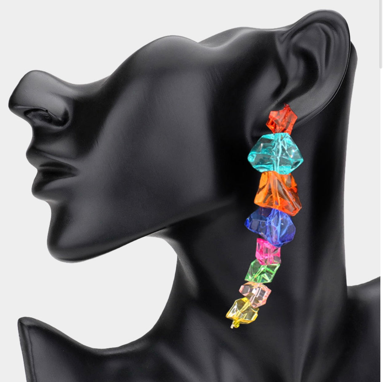 Bold Resin Pebble Beaded Drop Statement Earrings