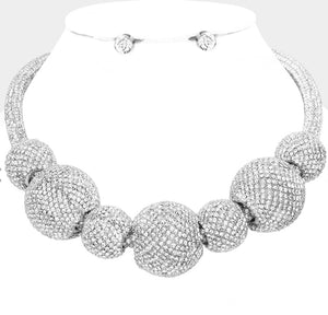 Silver Bling Ball Statement Necklace