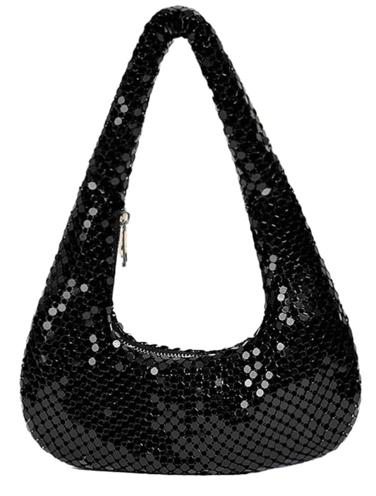 Black Sequins Shoulder Bag