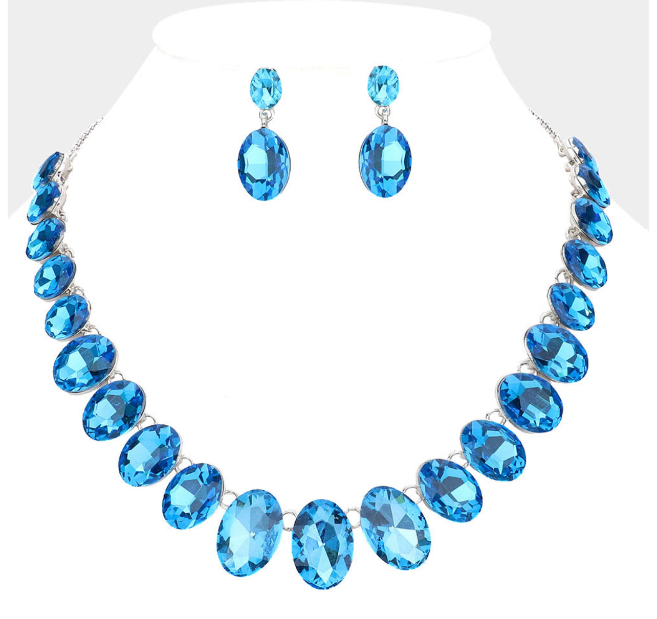 Oval Stone Link Evening Necklace