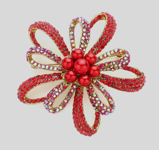 Cluster Pearl Rhinestone Brooch