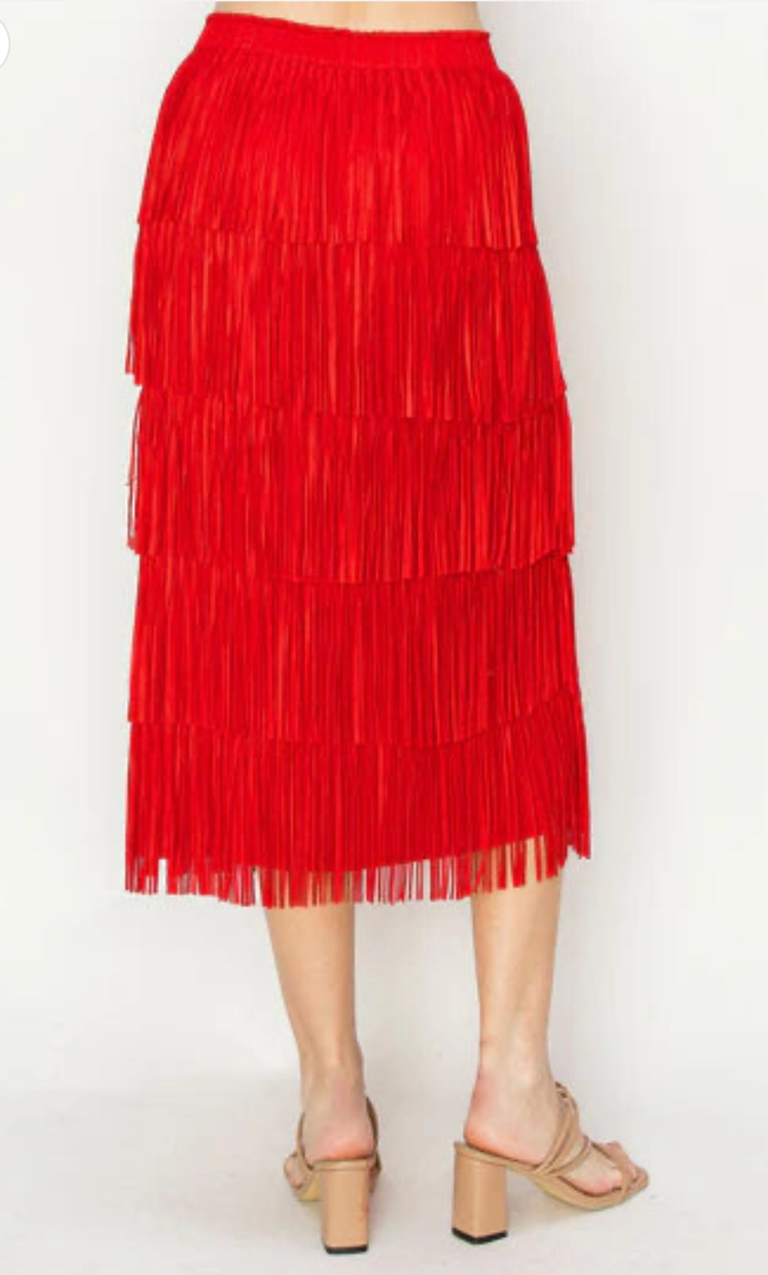 Jayleen Red Fringe Skirt