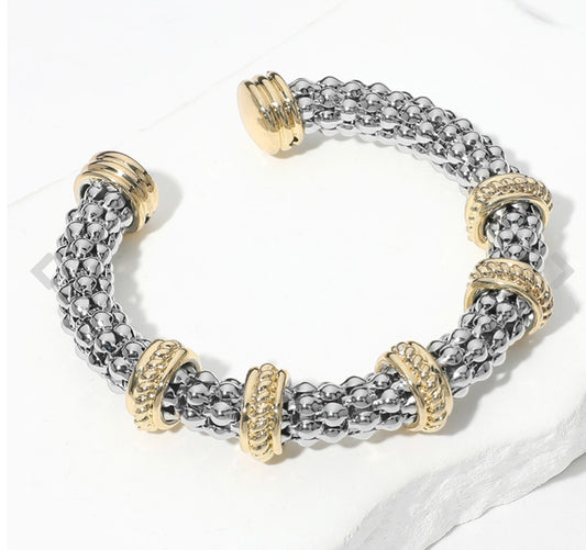 Two Tone Chunky Bubble Cuff Bracelet