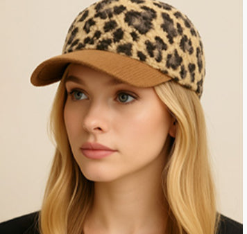 Corduroy Brim Leopard Baseball Cap
