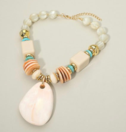 Bold Resin Beaded Statement Necklace