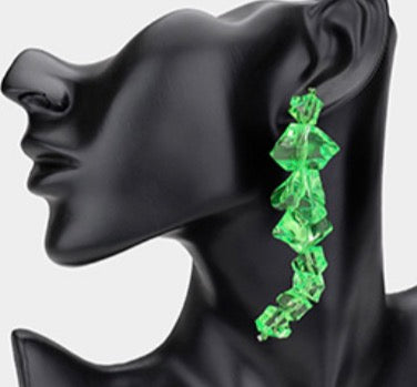 Bold Resin Pebble Beaded Drop Statement Earrings