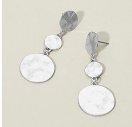 Mini Triple Hammered Metal Disc Drop Earrings