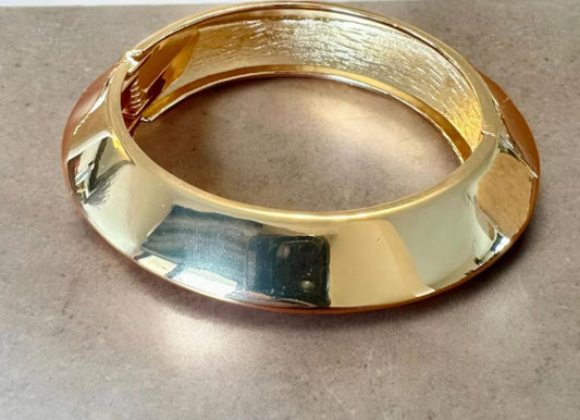 Bold Gold Plated Geometric Hinged Cuff Bracelet