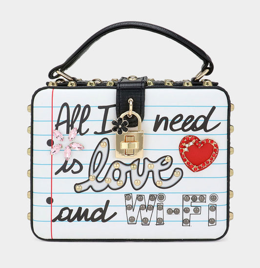 All I Need Is Love and Wifi Message Box Locket Hand Bag / Crossbody Bag