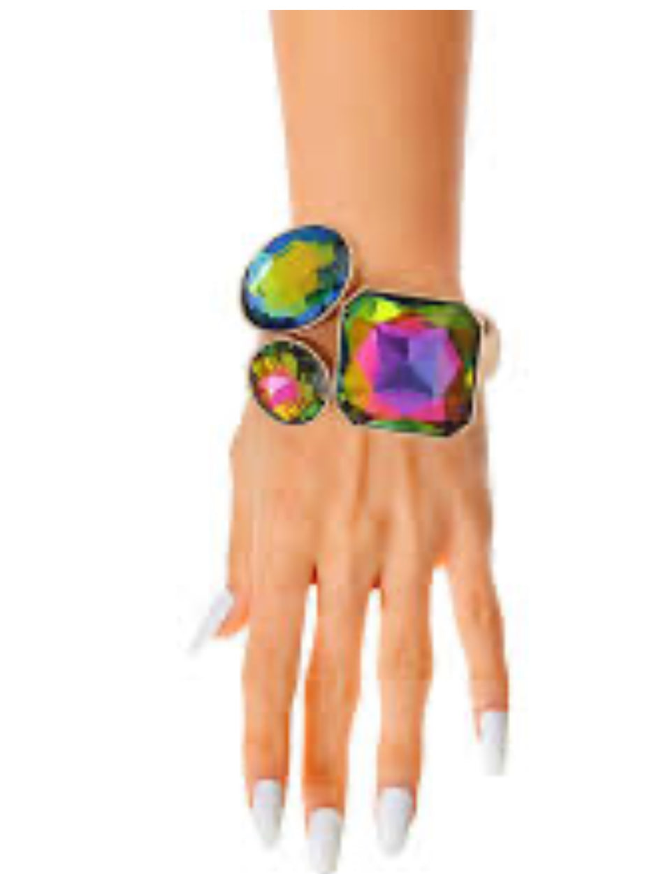 Chunky Crystal Cuff Bracelet Multi Color