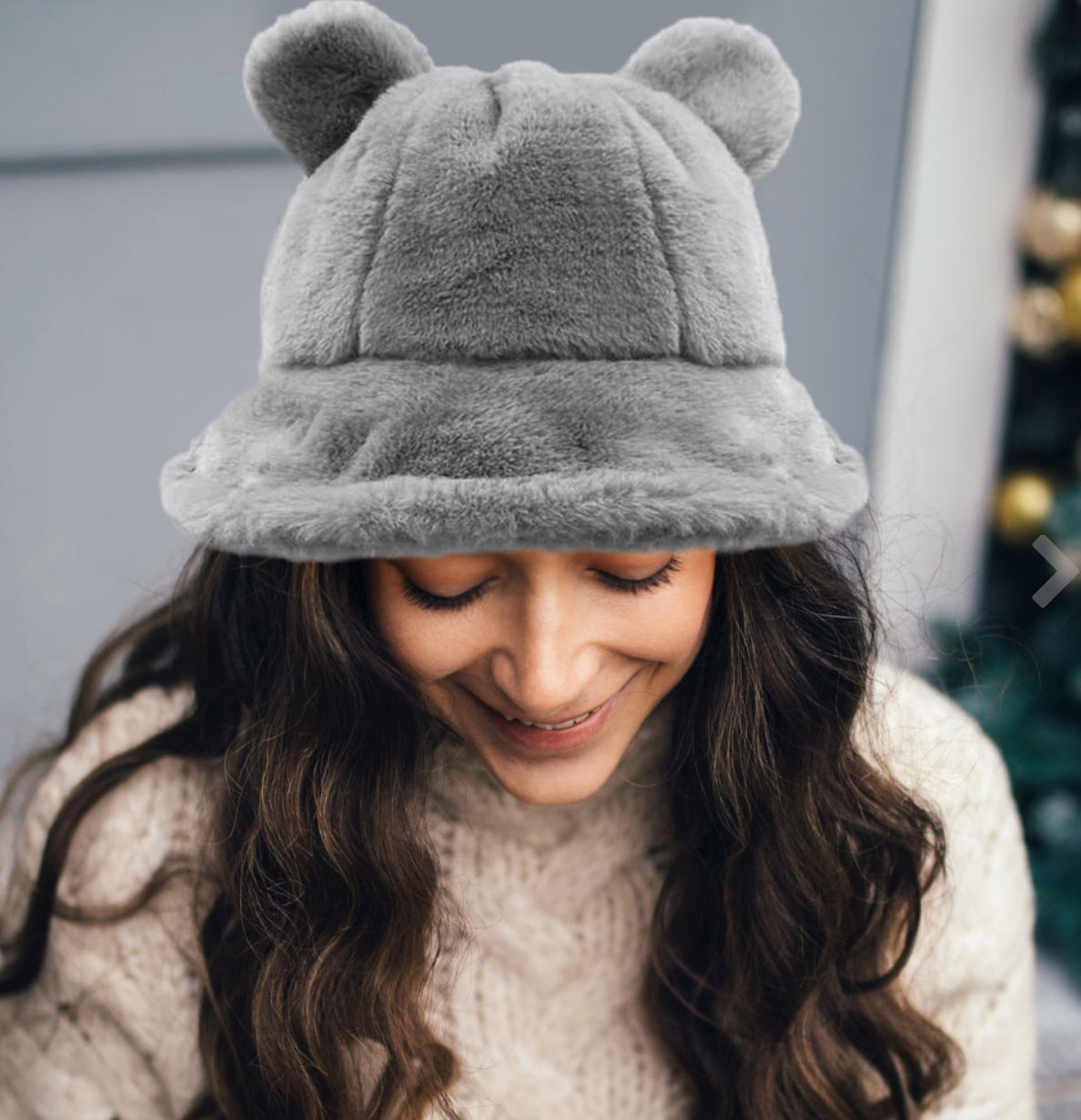 Faux Fur Bear Ear Bucket Hat