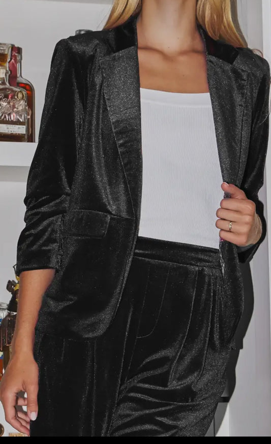 Black Velour Pant Set