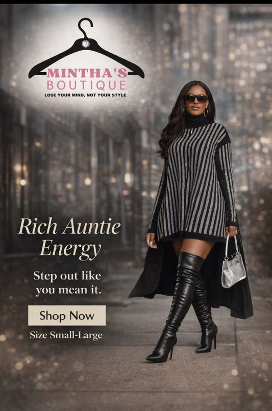 Rich Auntie Energy Rhinestone High-low Top/Dress-Size Down Oversized Fit