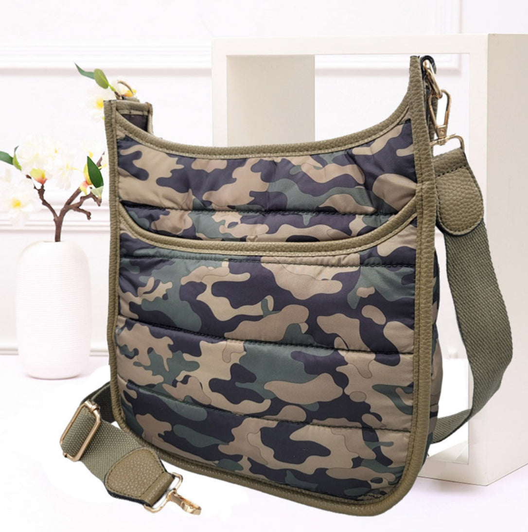 Paisley Camo Puffer Crossbody Bag