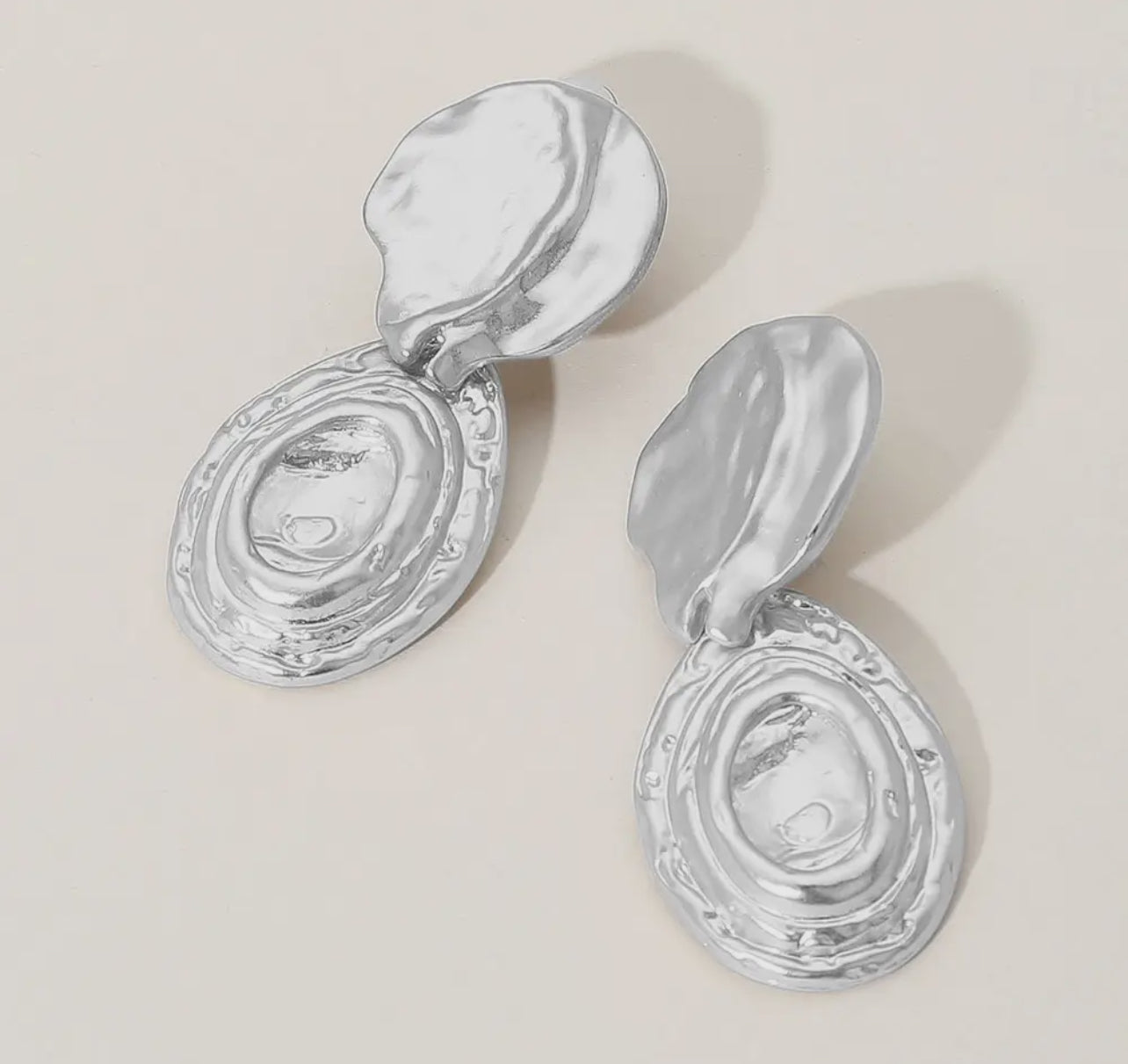 Abstract Silver Clip On Earrings