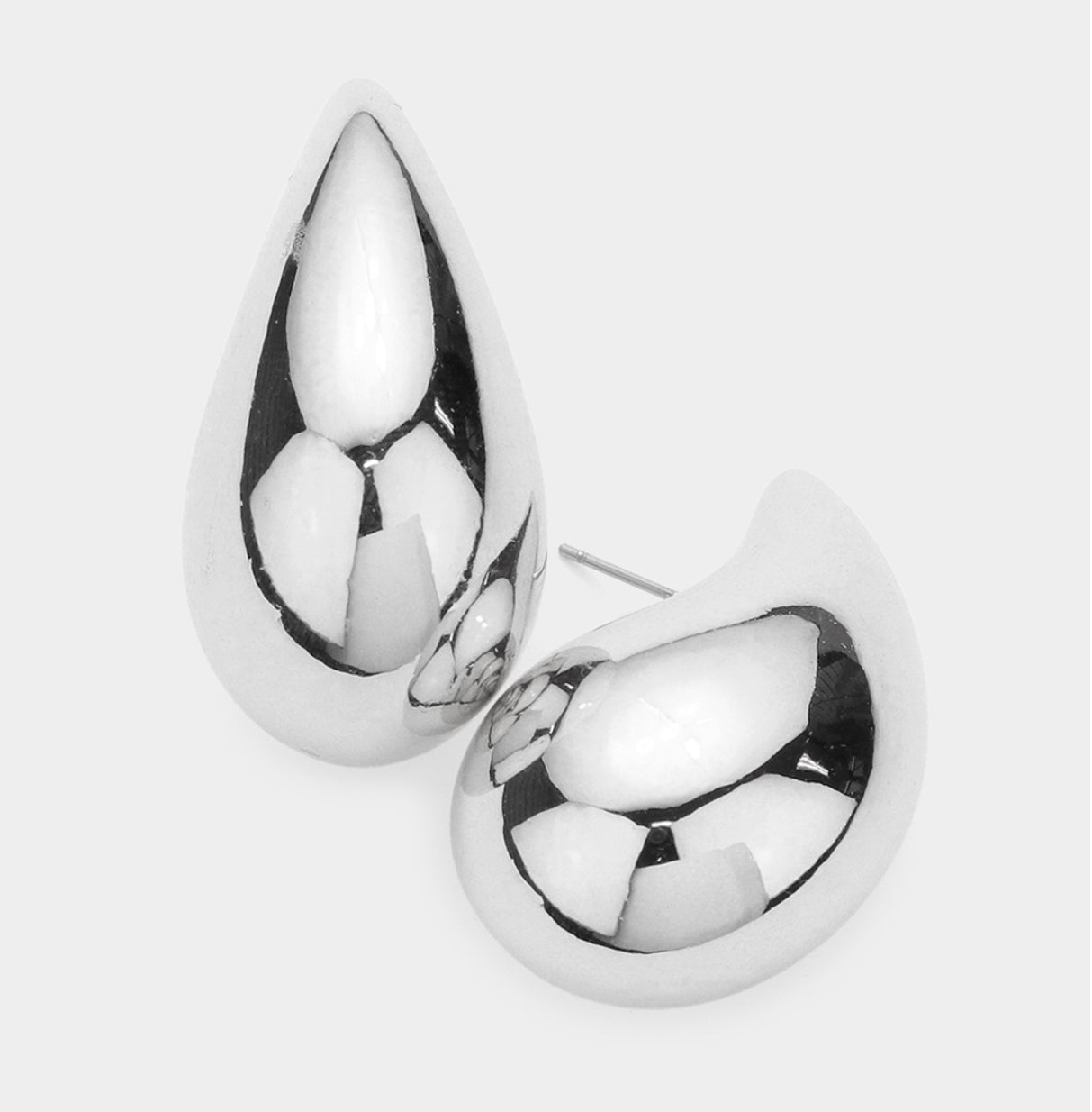 Metal Teardrop Earrings _Silver